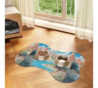 oasis in the desert Prints Bone-shaped pet meal mat | Absorbent, non-slip, durable, and easy-to-clean pet feeding mat