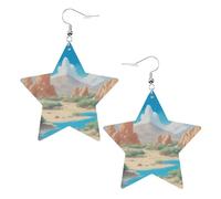 oasis in the desert Prints Leather Star-Shaped Earrings Lightweight And Stylish Accessories For Parties Dances And Everyday Life.