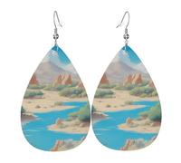 Oasis In The Desert Teardrop Leather Earrings, Women'S Accessories, Versatile Earrings Suitable For Commuting And Travel.
