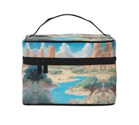 oasis in the desert Women's Large Capacity Makeup Bag, Portable Travel Makeup Bag, (9x6.5x6.2 inches) Girls Large Makeup Bag Storage Bag