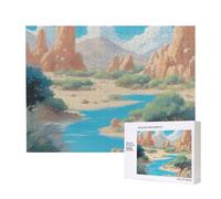 oasis in the desert Wooden Picture Puzzle 500 Pieces - Horizontal Jigsaw, Family Leisure and Brain Challenge