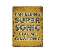 Oasis Inspired Lyric Oasis Supersonic Gin Tonic Novelty Retro Metal Tin Sign, Funny Wall Decor Garage Bar Courtyard Living room 8x12 Inch