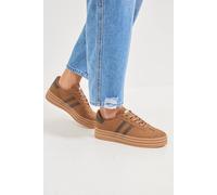 Oasis Isla Faux Suede Lace Up Platform Trainers In Brown brown 7