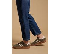 Oasis Issie Faux Suede Lace Up Platform Trainers In Khaki khaki 4