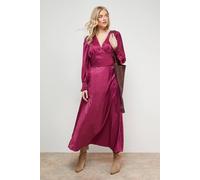 Oasis Women's Jacquard Satin Midi Dress in Berry | Size: 16 Oasis Berry 16