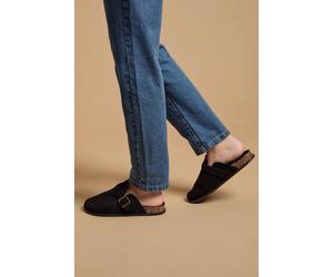 Oasis Jamie Faux Suede Closed Toe Footbed Flat Shoes In Black black