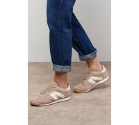 Oasis Women's Jemima Faux Suede Mesh Lace Up Trainers in Beige | Size: 7 Oasis Beige 7