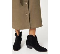 Oasis Jemima Suede Western Cowboy Ankle Boots In Natural Black natural black 3