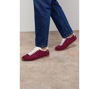 Oasis Jenny Faux Suede Lace Up Trainers In Burgundy burgundy 8