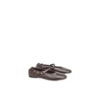 Oasis Women's Jess Faux Leather Ruched Back Mary Jane Flats Shoe in Chocolate | Size: 6