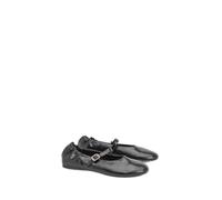 Oasis Women's Jess Faux Leather Ruched Back Mary Jane Flats Shoe in Black | Size: 5