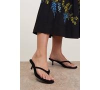 Oasis Julia Faux Suede Toepost Kitten Heel Sandals In Natural Black