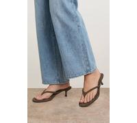 Oasis Julia Faux Suede Toepost Kitten Heel Sandals In Olive