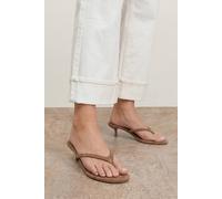 Oasis Julia Faux Suede Toepost Kitten Heel Sandals In Tan