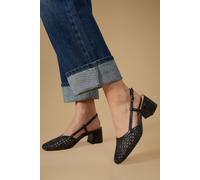 Oasis Women's Katelynn Faux Leather Woven Slingback Block Heel Court Shoes in Black | Size: 5 Oasis Black 5