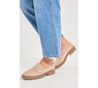 Oasis Women's Kendra Faux Suede Chunky Penny Loafers in Beige | Size: 4 Oasis Beige 4