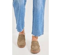 Oasis Kendra Faux Suede Chunky Penny Loafers In Olive olive 8