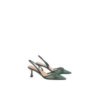 Oasis Women's Kika Mesh Bow Detail Slingback Medium Flared Heel Court Shoes in Forest Green | Size: 4 Oasis Forest Green 4