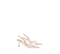 Oasis Women's Kika Mesh Bow Detail Slingback Medium Flared Heel Court Shoes in White | Size: 6