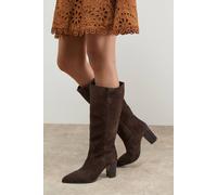 Oasis Kresta Suede High Block Heel Knee Boots In Chocolate chocolate