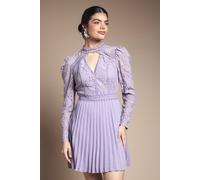 Oasis Lace Bodice Pleat Mini Dress In Purple purple 6