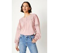Oasis Lace Insert Broderie Blouse In Blush blush 6