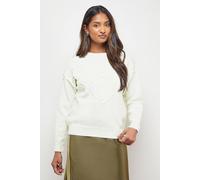 Oasis Lace Trim Crew Neck Jumper In Ivory ivory S