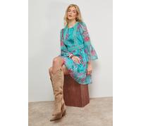 Oasis Lace Trim Fluted Sleeve Mini Prom Dress In Floral floral 12