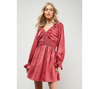 OASIS Lace Trim Gathered V Neck Mini Dress 6