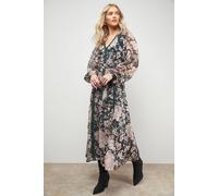 Oasis Lace Trim Midi Fit And Flare Dress In Floral floral 12