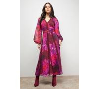 Oasis Lace Trim Midi Fit And Flare Dress multi 8