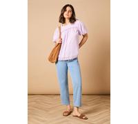 Oasis Lace Trim Puff Sleeve Blouse In Purple purple 8