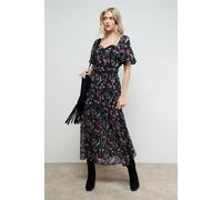Oasis Lace Trim Puff Sleeve Midaxi Dress In Black black 6