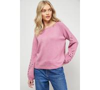 Oasis Leaf Detail Knitted Jumper In Washed Pink washed pink XS