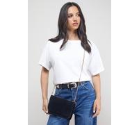 Oasis Libby Suede Whipstitch Detail Clutch Bag With Strap In Black black One Size