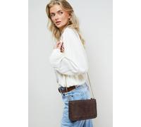 Oasis Women's Libby Suede Whipstitch Detail Clutch Bag With Strap in Chocolate Oasis Chocolate One Size