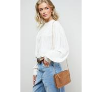 Oasis Women's Libby Suede Whipstitch Detail Clutch Bag With Strap in Taupe Oasis Taupe One Size