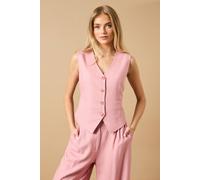 Oasis Women's Linen Button Up Waistcoat in Desert Rose | Size: 12 Oasis Desert Rose 12