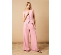 Oasis Linen Wide Leg Tailored Trouser In Desert Rose desert rose 12