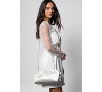 Oasis Women's Liora Satin Ruched Large Clutch Bag in Ivory Oasis Ivory One Size