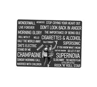 Oasis Live '25 inspired Fan Art Black Silver Concert Song Titles Metal Wall Sign, Size Plaque for Music Room, Man Cave Pub Shed - Large A4