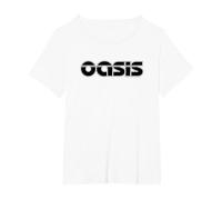 Oasis Logo On Black T-Shirt, Women's Plus, White, 1X