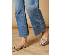 Oasis Lolitas Real Leather Plaited Closed Toe Flat Sandals In Gold gold 3