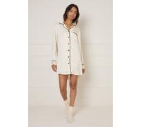 Oasis Women's Long Sleeve Plain Satin NIghtie in Ivory | Size: Medium Oasis Ivory M