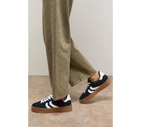 Oasis Lorina Faux Suede Lace Up Platform Trainers In Natural Black natural black 3