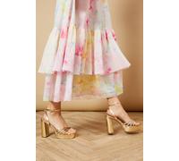 Oasis Mandy Cross Strap Chunky High Heel Platform Sandals In Champagne champagne 8