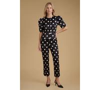 Oasis Women's Matte Satin Polka Dot Tailored Trouser in Mono | Size: 8 Oasis Mono 8
