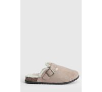 Oasis Women's Melinda Faux Suede Fur Lined Closed Toe Footbeds in Beige | Size: 6 Oasis Beige 6