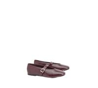 Oasis Women's Mia Faux Cracked Leather Mary Jane Flats Shoe in Wine | Size: 6