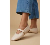 Oasis Mia Faux Leather Mary Jane Ballet Flats, 7, Off White